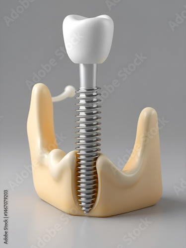 Detailed 3D Rendering Of Dental Implant In Jawbone photo