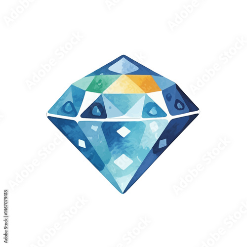 Watercolor-Diamond-Illustration-Gemstone-Jewel-Art-Blue-Diamond
