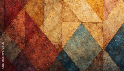 Geometric tapestry, muted earth tones, subtle texture, wallpaper, modern, abstract