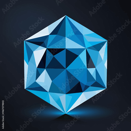 Blue-Gemstone_Geometric-Art_Abstract-Diamond_Low-Poly_Illustration
