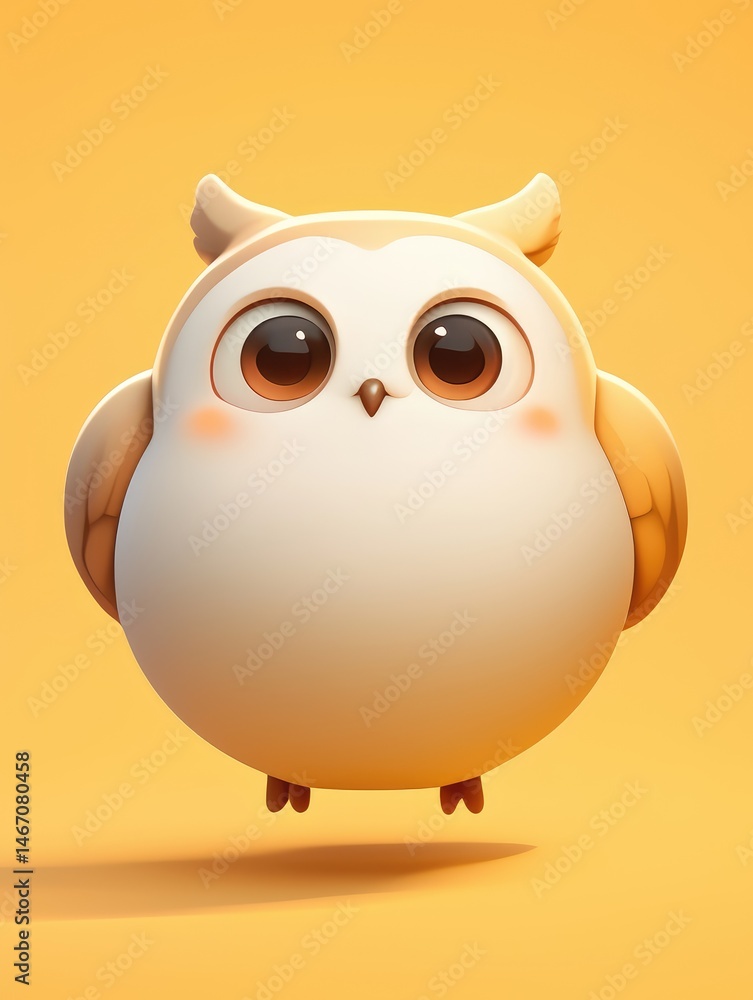 Fototapeta premium Cute, chubby owl design, digitally rendered in soft colors.