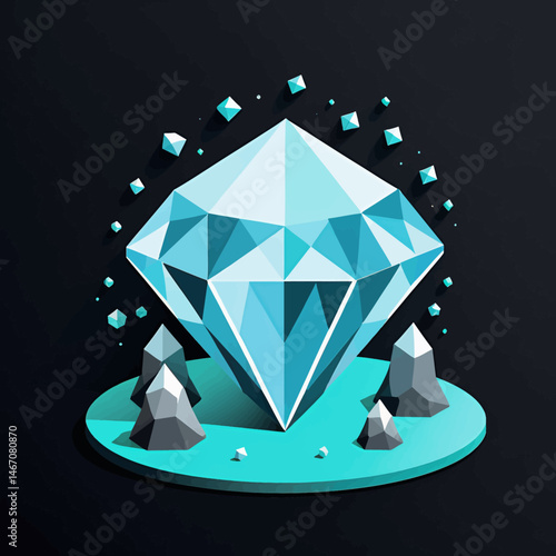 Diamond_Illustration_3D_Art_Geometric_Design_Blue_Gem