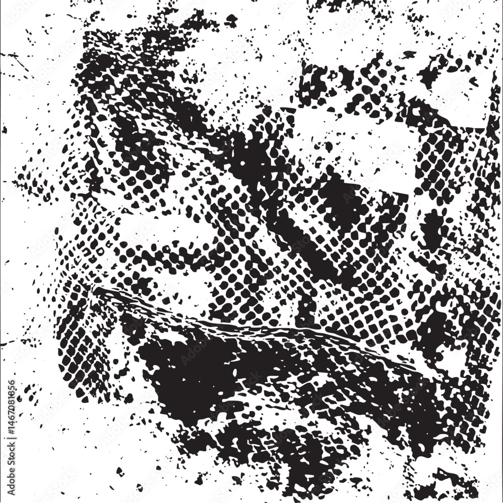 A textured black and white abstract dominates the . A textured black and white abstract dominates the .