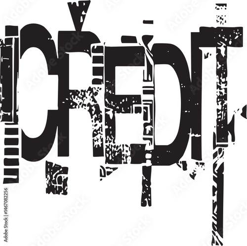 Distressed black letters form the word 'Credit' with a textured worn appearance.