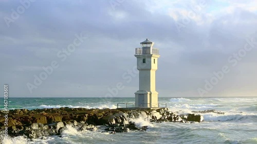 Wallpaper Mural White lighthouse at the port of Akranes, Iceland in springtime, high definition video Torontodigital.ca
