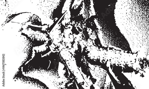 A solitary figure dramatically leaps across a textured abstract surface.