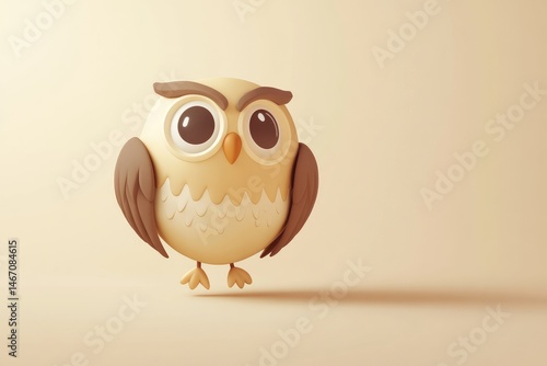 A stylized, playful owl design on a neutral backdrop.
