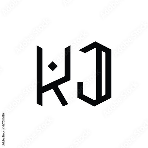 KJ monogram logo design letter text name symbol monochrome logotype alphabet character simple logo