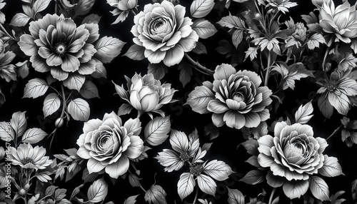 Wallpaper Mural Dark romanticism abounds in this luxurious black floral wallpaper featuring intricately illustrated black roses on a subtle, velvety black background, evoking mystery and sophistication Torontodigital.ca