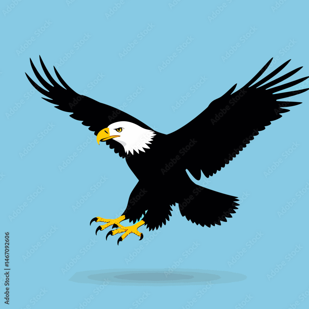 Fototapeta premium Bald-Eagle-Flying-Illustration_American-Eagle_Bird-of-Prey