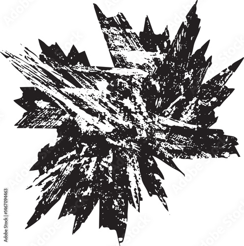 A stylized radiating starburst in stark black and white.