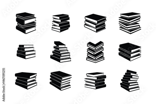 stack of books vector silhouette set