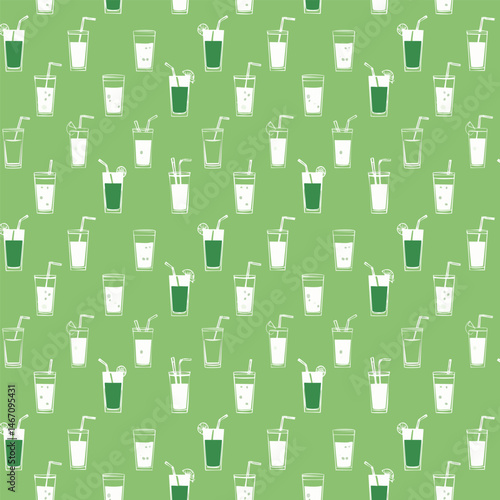 Refreshing summer drink pattern in green
