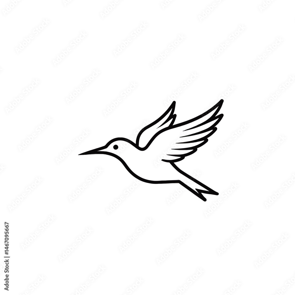 Obraz premium Flying_Bird_Outline_Simple_Illustration_Vector_Image