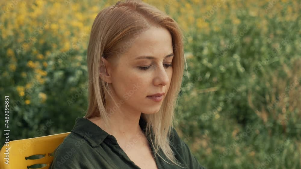 Close-Up of European Woman by Wheat Field Close-Up of European Woman by Wheat Field