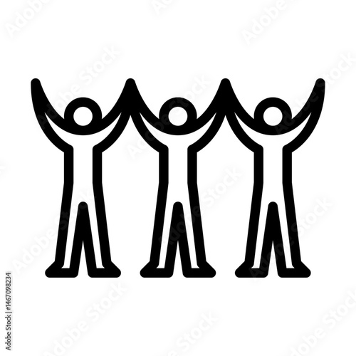 friend together outline icon. figure unity line art illustration.