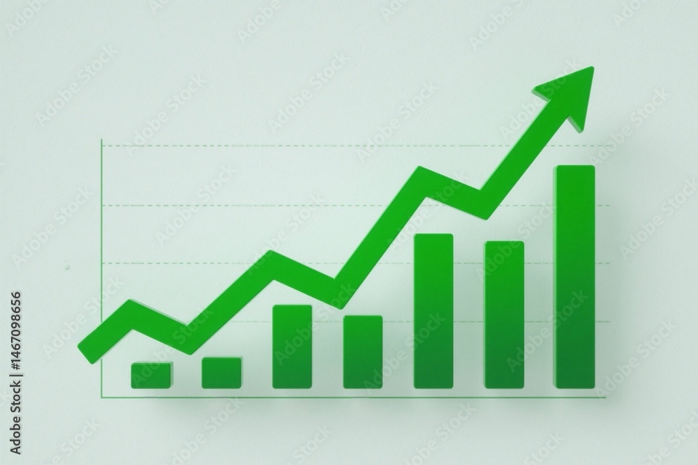 Green bar graph represents positive growth and success, Generative AI Green bar graph represents positive growth and success, Generative AI