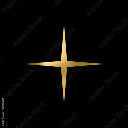 Gold Star icon. Holiday stars art. Art Deco modern design.