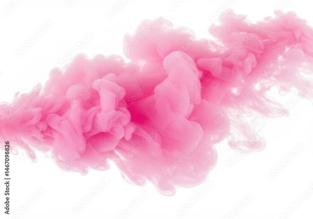 Fototapeta premium Pink smoke cloud isolated on white background