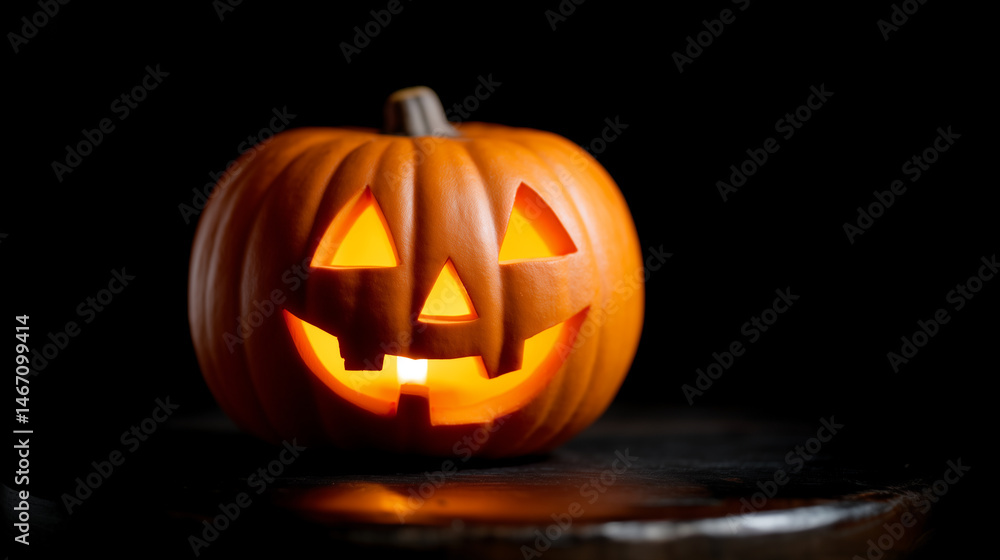Illuminated jack o lantern creating warm autumn evening ambiance Illuminated jack o lantern creating warm autumn evening ambiance