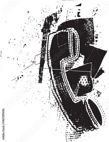 A distressed fragmented shoe rests on a textured surface.