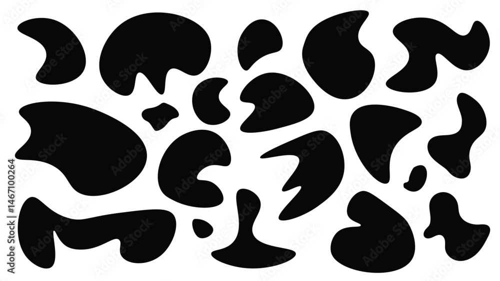 Fototapeta premium Seamless Black and White Cow Skin Pattern. Black Stains on a White Background Texture