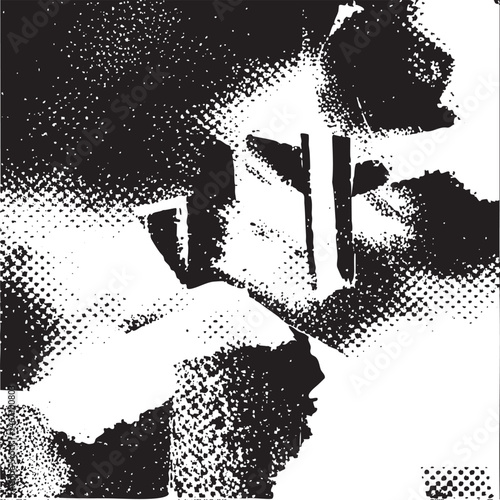 A solitary figure stands in a blurred textured scene.