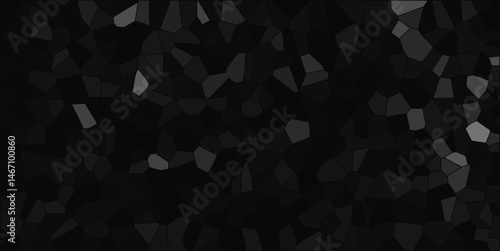 Black voronoi diagram pattern with grayscale geometric shapes offering visual depth and textured sophistication for contemporary design applications