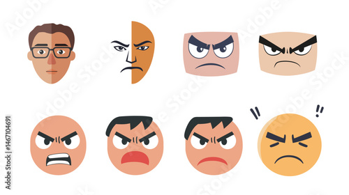 Decisive Face Vector Graphic Design – Bold Expression Icon in Minimalist Style