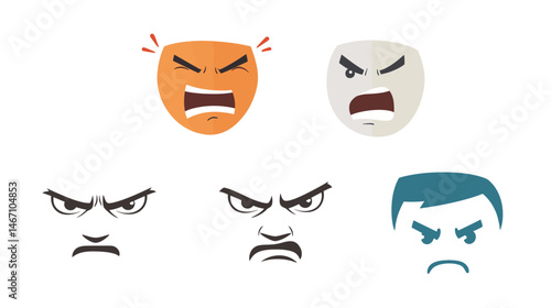 Decisive Face Vector Graphic Design – Bold Expression Icon in Minimalist Style