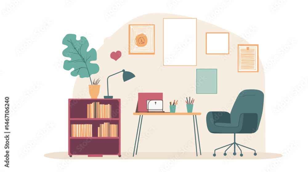 Fototapeta premium Flat Vector Illustration of Classroom Interior Design