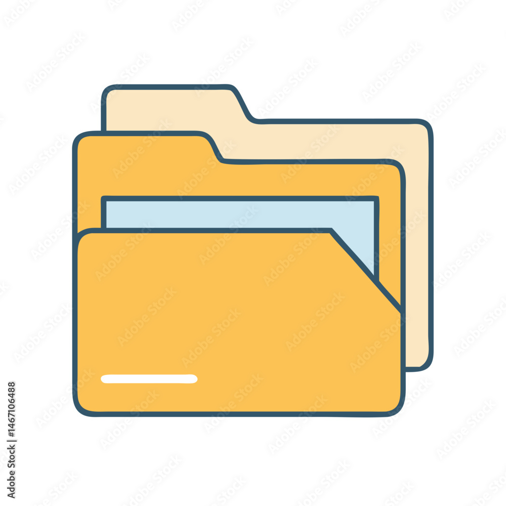 Yellow folder file document archive data storage organization office paperwork information system icon vector graphic Yellow folder file document archive data storage organization office paperwork information system icon vector graphic