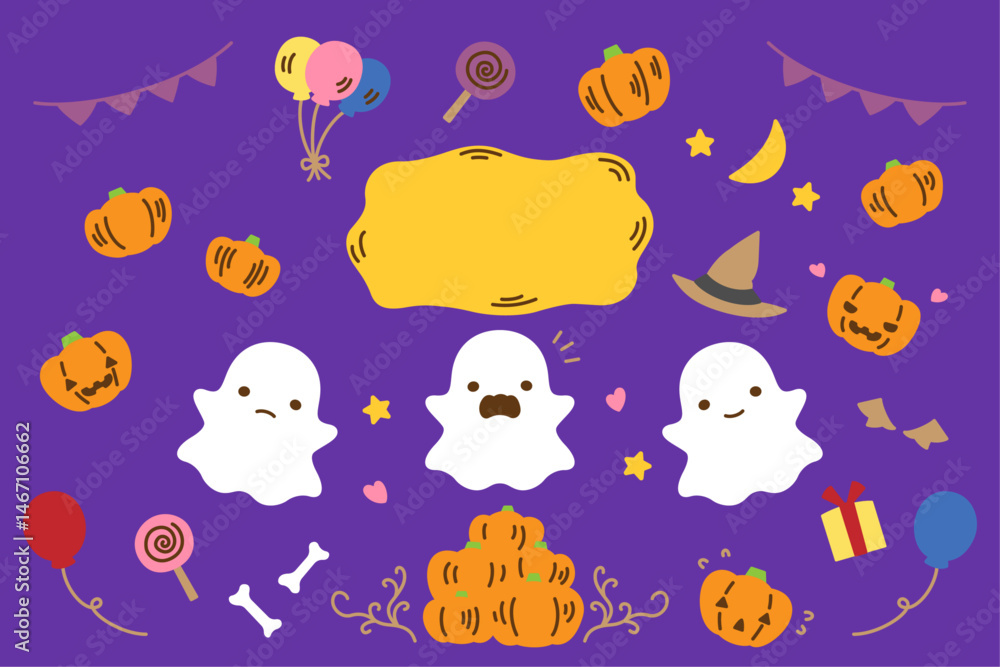 ハロウィンとかぼちゃおばけのかわいいイラスト ハロウィンとかぼちゃおばけのかわいいイラスト