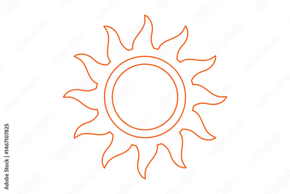 Hand drawn sun with rays flat icon Hand drawn sun with rays flat icon