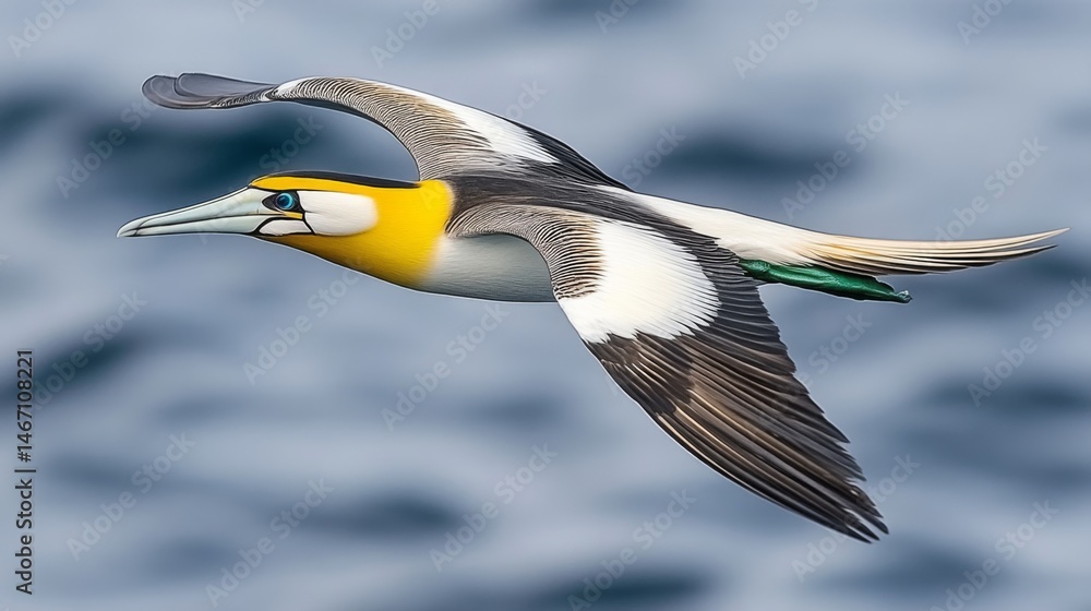 Obraz premium A majestic bird in flight over the ocean, showcasing its vibrant plumage
