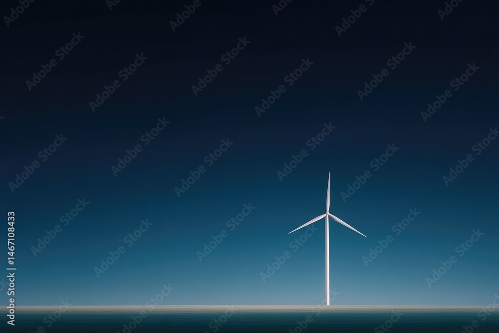 Fototapeta premium towering wind turbine stands majestically against clear blue sky