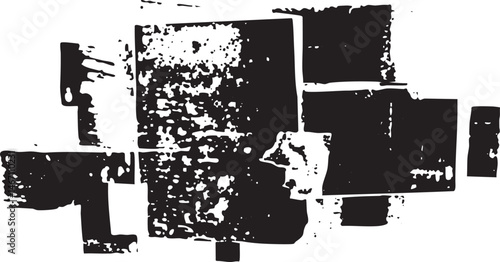 Geometric shapes overlap and intersect in a monochromatic composition.