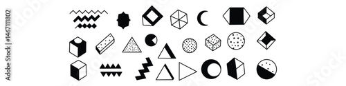 Bold Black Icon Set: A Minimalist Graphic Design Collection