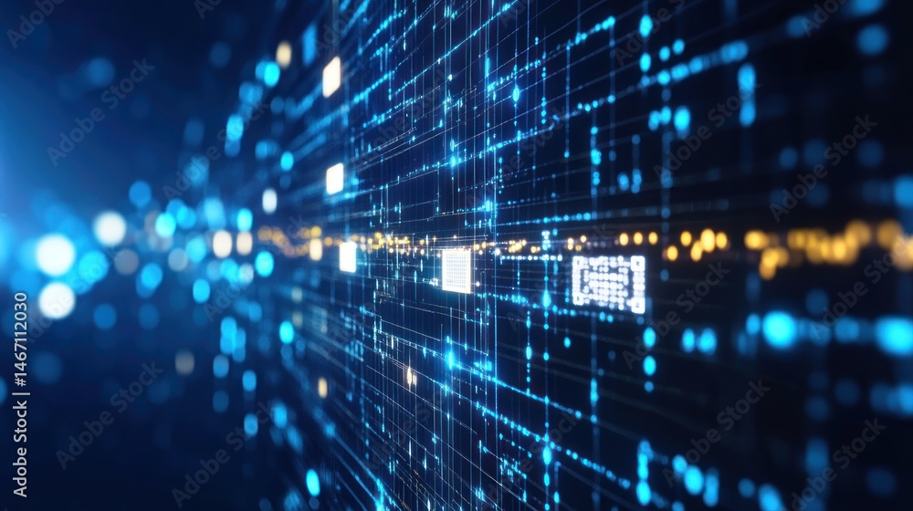 Abstract digital data stream flowing through a network. Abstract digital data stream flowing through a network.