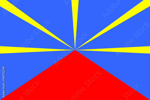 Réunion flag vector ensign. Flag of Réunion or Reunion region, France rectangle icon