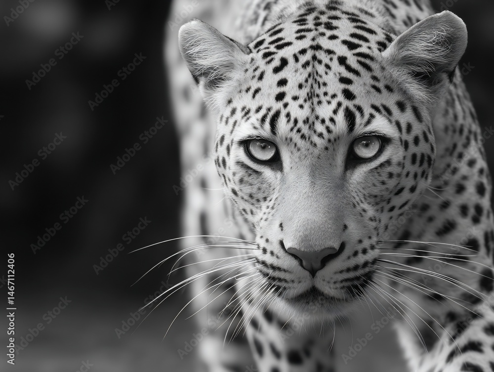 Obraz premium Majestic leopard close-up in monochrome
