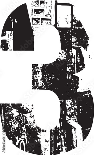 A grayscale figure stands within a large distressed numeral.
