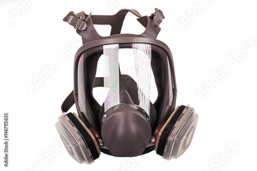 Safety gear showcased with mask and filter components for effective protection in various environments