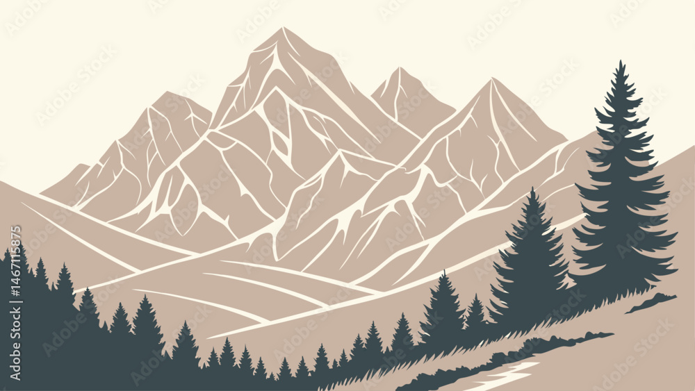 Fototapeta premium dotted mountain range in colorful flat vector