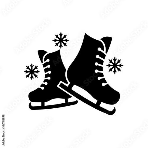 ice skates with snowflakes vector on white 