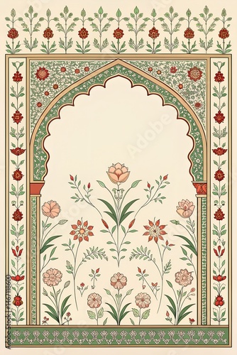 Vintage mughal frame design, seamless pattern with flowers, seamless floral pattern with flowers, seamless floral pattern, seamless pattern with leaves	
