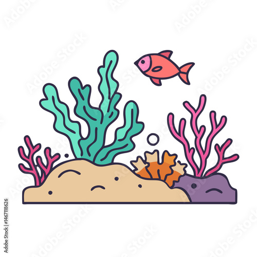 Coral reef ecosystem underwater marine life ocean sea aquatic biology colorful coral growth concept
