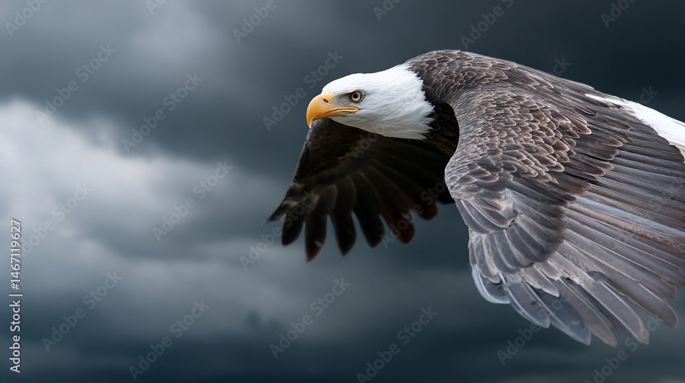 Fototapeta premium Majestic eagle soaring through a stormy sky