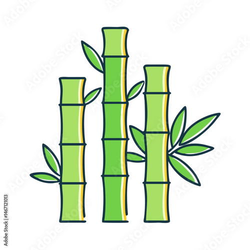 Illustration of bamboo plants green bamboo stalks with leaves bamboo forest bamboo grove nature zen