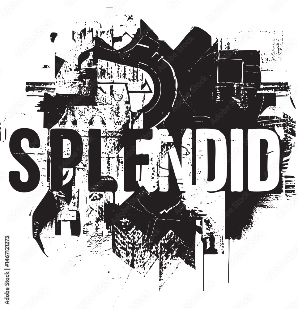 Obraz premium A distressed textured displays the word ‘Splendid’ in bold letters.